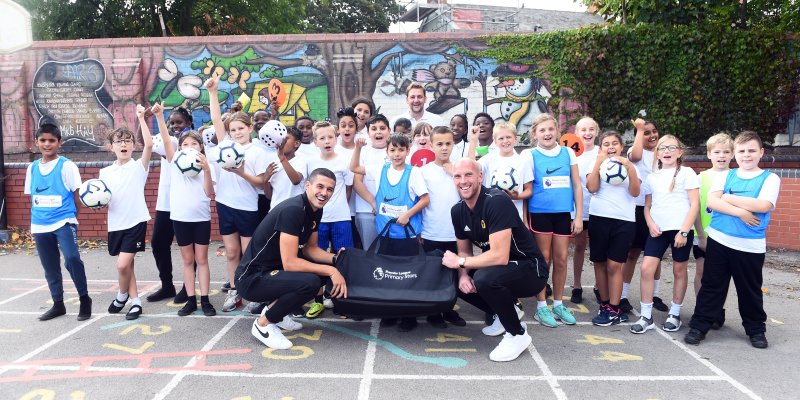 Premier League players head back to school to take part in Premier League Primary Stars PE lessons